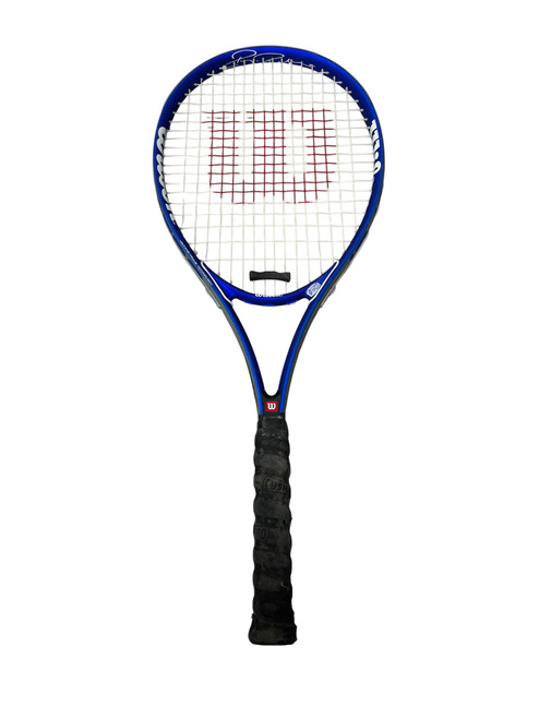 Vist Large View of Product Image Which is Used Wilson FEDERER Adult Tennis Racquet Orange 4 1/2"