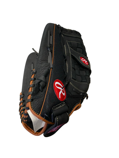 Vist Large View of Product Image Which is Used Rawlings LONGHORN LH140B BB/SB Glove LH Throw Black 14"
