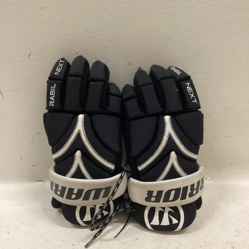 Vist Large View of Product Image Which is Used Warrior RABIL NEXT Lacrosse Gloves Junior Black 8"