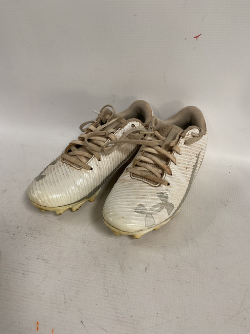 Vist Large View of Product Image Which is Used Under Armour BLUR Jr FB Cleats White Junior 03.5