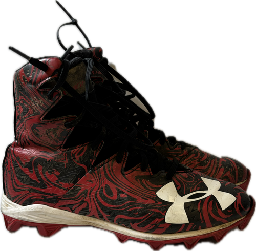 Vist Large View of Product Image Which is Used Under Armour 4501210601 Adult FB Cleats Black And Red Senior 7
