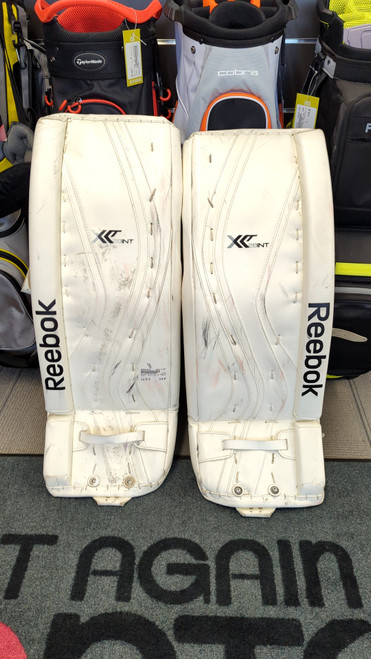 Vist Large View of Product Image Which is Used Reebok XLT28 INT +1 GOALIE Goalie Leg Pads Inter White 32"