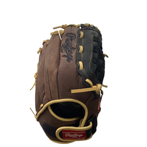Vist Large View of Product Image Which is Used Rawlings THE MARK OF A PRO BB/SB Glove RH Throw Brown 12 1/2"