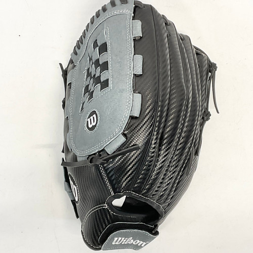 Vist Large View of Product Image Which is Used Wilson A360 BB/SB Glove LH Throw Black And Grey 14"