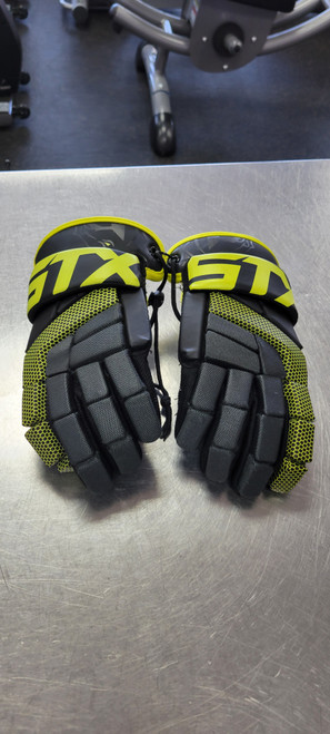 Vist Large View of Product Image Which is Used STX STALLION 100 Lacrosse Gloves Mens Black 12"