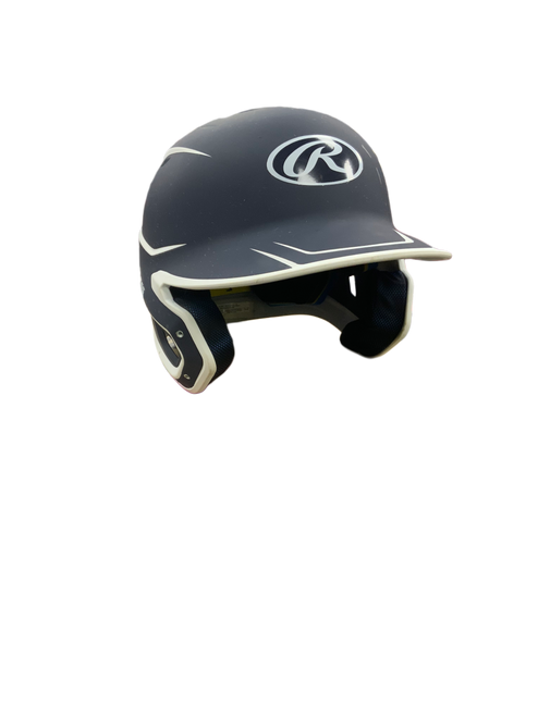 Vist Large View of Product Image Which is Used Rawlings MACH SR Batting Helmet No Mask Navy And White M/L
