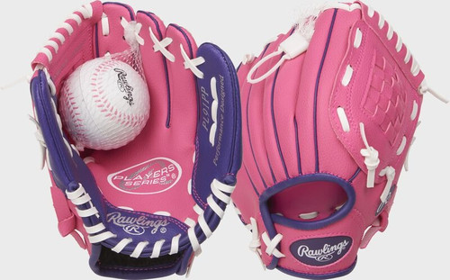 Vist Large View of Product Image Which is New Rawlings Player's Series 9" Baseball / Softball/ T-Ball Glove w/ball Pink PL91PP  