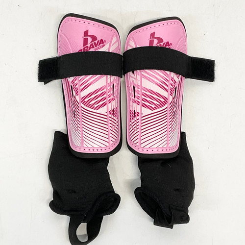 Vist Large View of Product Image Which is Used Brava Soccer Shin Guards Youth Black And Pink XXS