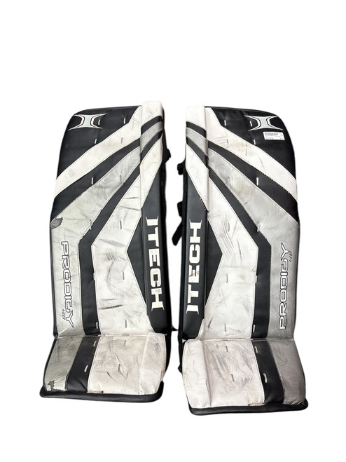 Vist Large View of Product Image Which is Used Itech X FACTOR Goalie Leg Pads Senior Black And White 36"