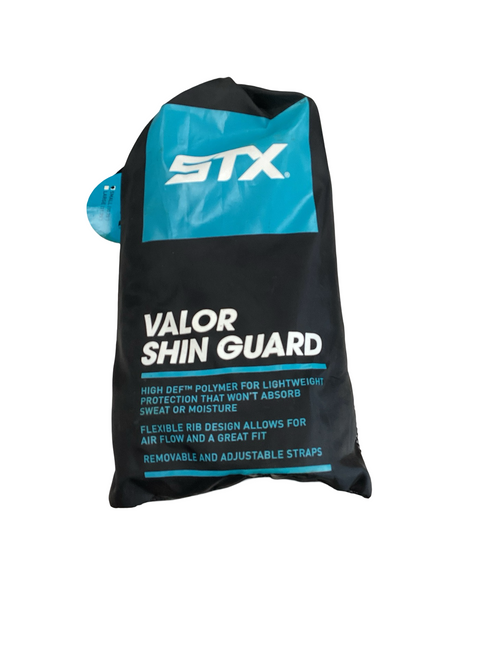 Vist Large View of Product Image Which is Used STX VALOR FH Shin Guards White 10 1/2"