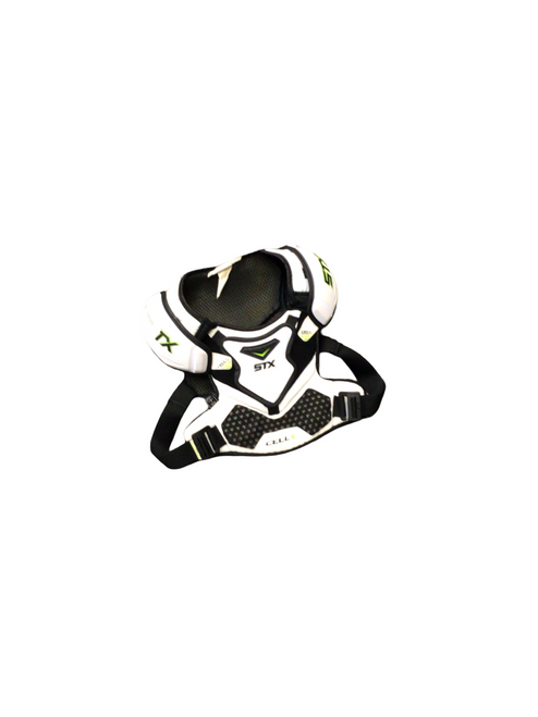 Vist Large View of Product Image Which is Used STX CELL V Lacrosse Shoulder Pads White MD