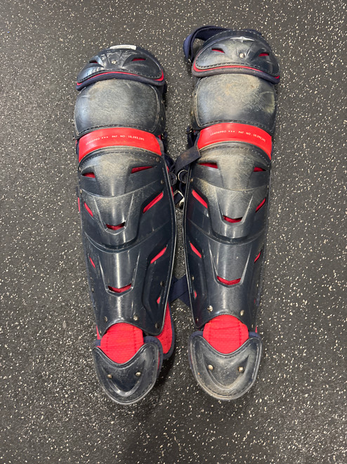 Vist Large View of Product Image Which is Used All-Star S7 AXIS LG40WPRO Catchers Leg Guards Navy Blue Adult