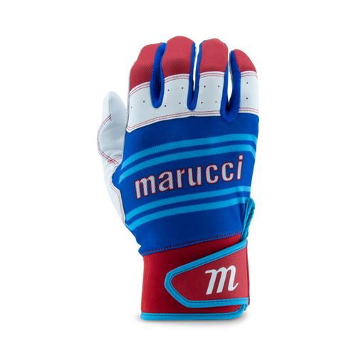 Vist Large View of Product Image Which is New Marucci SWIFT LITE BB/SB Batting Gloves Red and Blue Adult SM