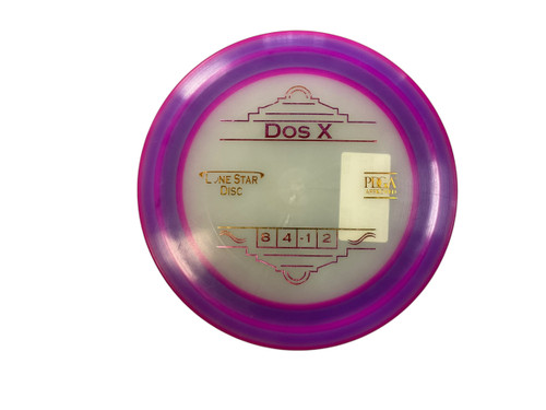 Vist Large View of Product Image Which is Used Lone Star Disc ALPHA GLOW DOS X Disc Golf Driver Purple 174g