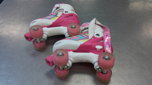 Vist Large View of Product Image Which is Used ROLLER SKATE Junior Roller Quad Skates Pink Adjustable