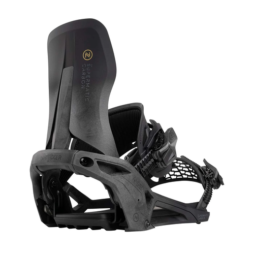 Vist Large View of Product Image Which is New Nidecker Carbon Supermatic 2026 Snowboard Bindings- Black LG
