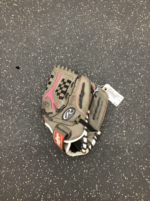 Vist Large View of Product Image Which is Used Rawlings ST1100FP RH Throw Fastpitch Gloves Pink 11"
