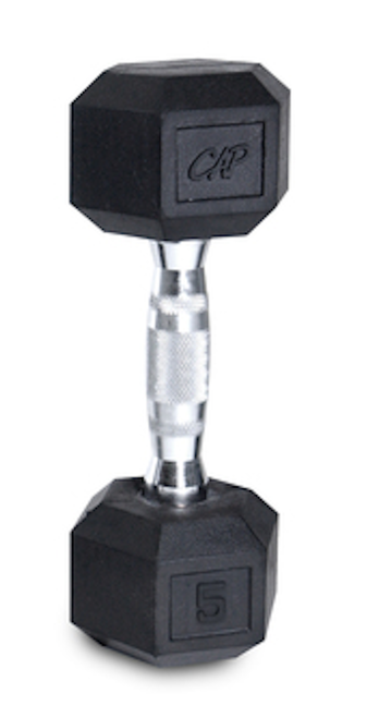 Vist Large View of Product Image Which is New CAP RUBBER COATED HEX DUMBBELL 5LB SDR005