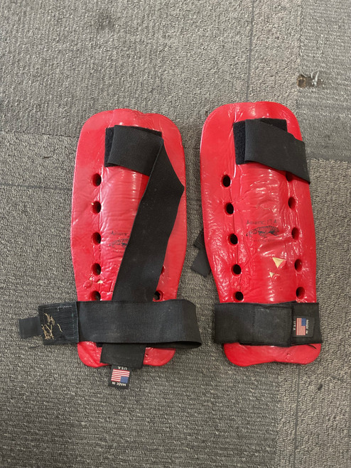 Vist Large View of Product Image Which is Used Martial Arts Shin Pads Red LG