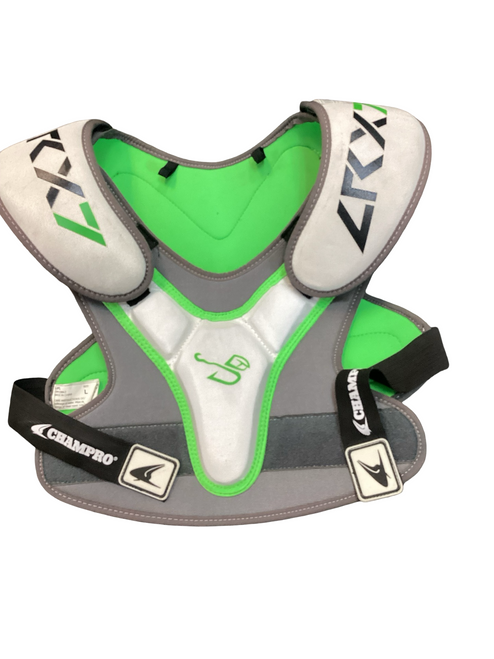 Vist Large View of Product Image Which is Used Champro LRX7 Lacrosse Shoulder Pads Green LG