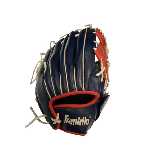 Vist Large View of Product Image Which is Used Franklin FIELDMASTER SERIES BB/SB Glove RH Throw Red And Navy Blue 11"