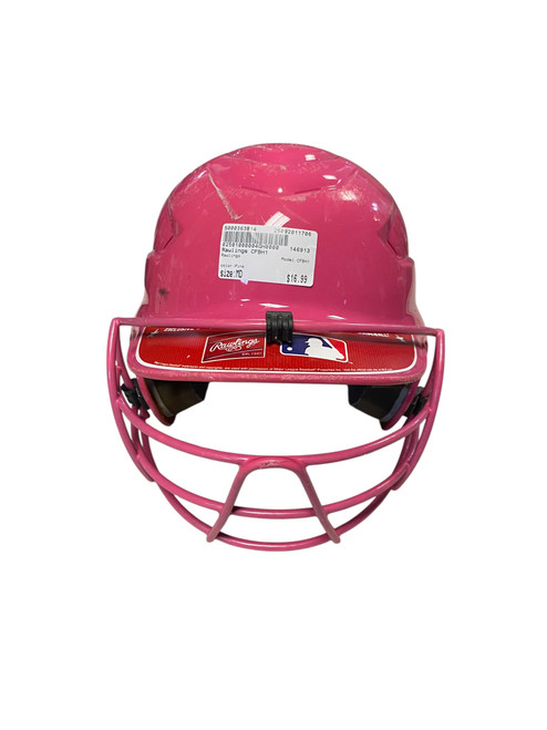 Vist Large View of Product Image Which is Used Rawlings CFBH1 Batting Helmet w/Mask Pink MD