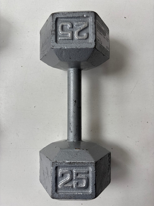 Vist Large View of Product Image Which is Used Hex Dumbbell (Each) Grey 25 lb