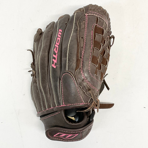 Vist Large View of Product Image Which is Used Worth STORM STM115BRP RH Throw Fastpitch Gloves Brown 11 1/2"