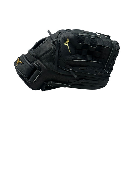 Vist Large View of Product Image Which is Used Mizuno MMX 123P BB/SB Glove RH Throw Black 12"