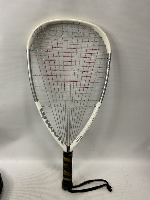 Vist Large View of Product Image Which is Used Wilson HYPER 190 DLX Adult Racquetball Racquet White 4 1/8"
