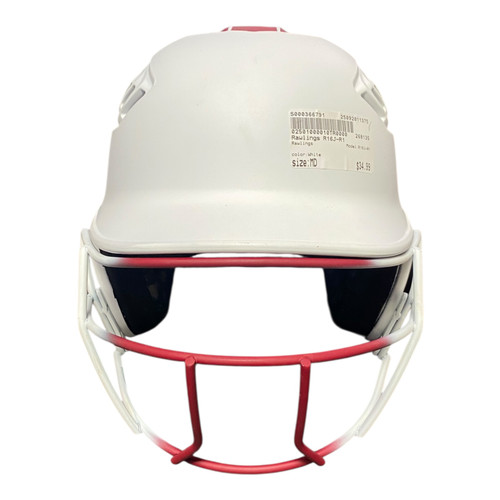 Vist Large View of Product Image Which is Used Rawlings R16J-R1 Batting Helmet w/Mask White MD