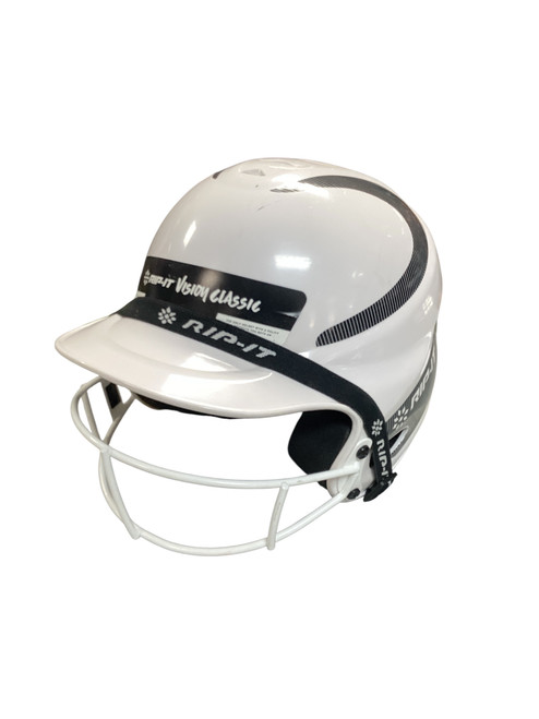 Vist Large View of Product Image Which is Used RIP-IT WHITE HELMET W MASK Batting Helmet w/Mask White One Size
