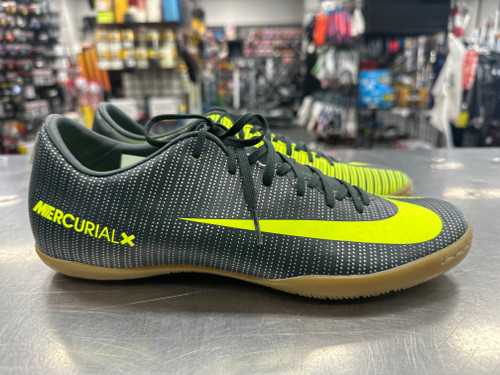 Vist Large View of Product Image Which is Used Nike MERCURIAL X CR7 Soccer Indoor Shoes Black And Optic Yellow Senior 10.5