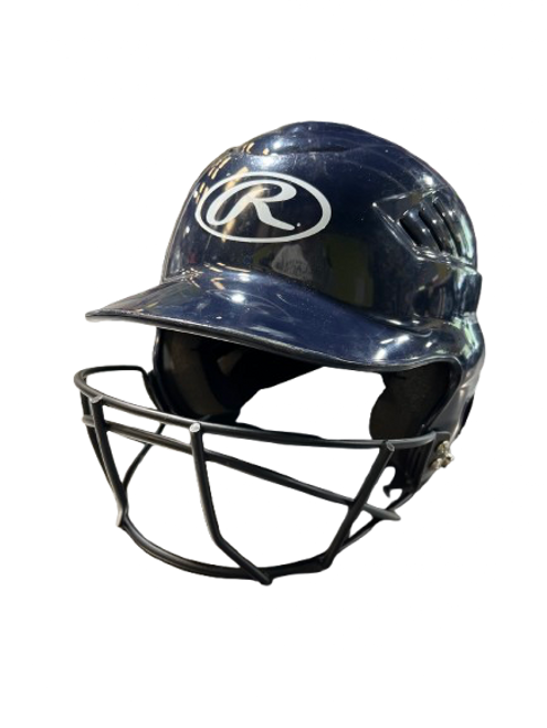 Vist Large View of Product Image Which is Used Rawlings RAWLINGS TBALL HELMET W/ MASK SM Batting Helmet w/Mask Navy Blue XS/S