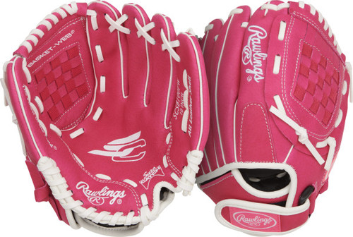 Vist Large View of Product Image Which is Rawlings Sure Catch Youth Fastpitch Glove 10" #SCSB100PW