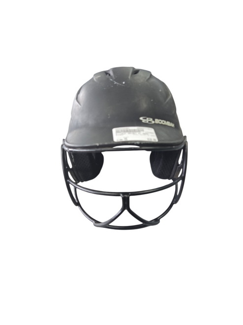 Vist Large View of Product Image Which is Used BoomBah HELMET W/ MASK Batting Helmet w/Mask Black One Size