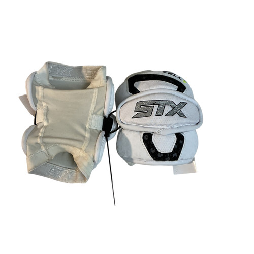 Vist Large View of Product Image Which is Used STX CELL V Lacrosse Arm Pads/Guards White MD