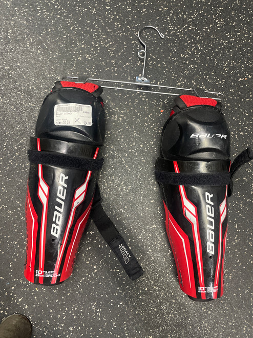 Vist Large View of Product Image Which is Used Bauer LEGACY Youth Shin Guards Black 10"