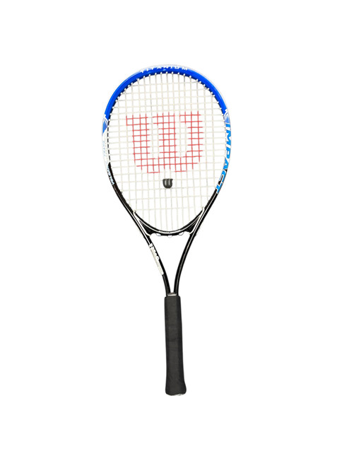 Vist Large View of Product Image Which is Used Wilson IMPACT Adult Tennis Racquet Navy Blue 4 1/4"