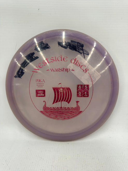 Vist Large View of Product Image Which is Used Westside VIP WARSHIP Disc Golf Mid Range Purple
