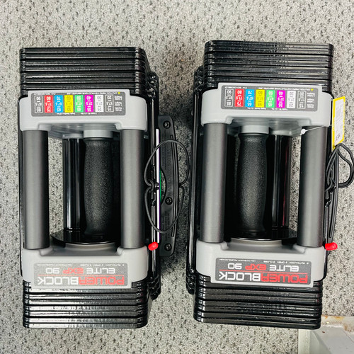Vist Large View of Product Image Which is Used PowerBlock ELITE EXP 90 Adj Dumbbells Black 5-90 LB