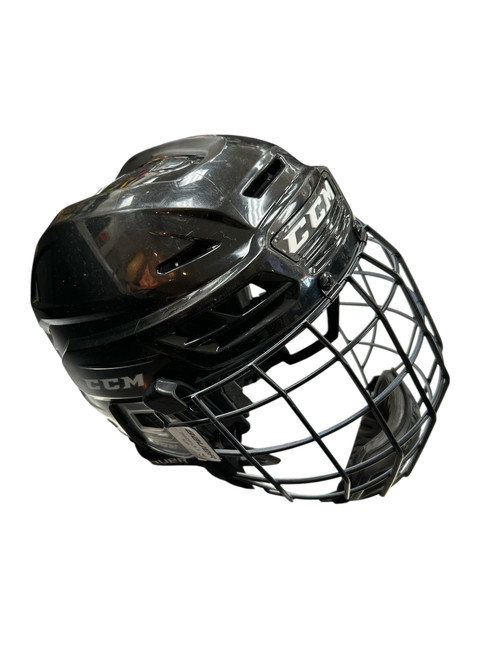 Vist Large View of Product Image Which is Used CCM RESISTANCE COMBO UNCERT SM Helmet Cage Combo Black SM