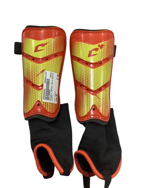 Vist Large View of Product Image Which is Used Champro Soccer Shin Guards Junior Orange SM