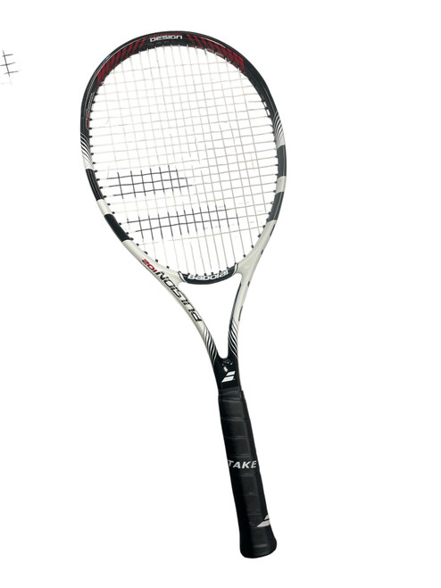 Vist Large View of Product Image Which is Used Babolat PULSION 102 Adult Tennis Racquet Black 4 1/2"