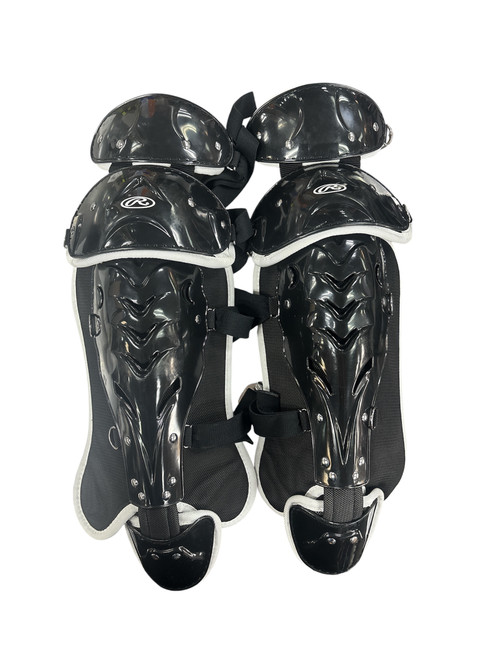 Vist Large View of Product Image Which is Used Rawlings STORM YOUTH SHIN GUARDS Catchers Leg Guards Black Youth