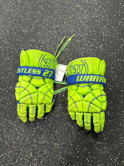 Vist Large View of Product Image Which is Used Warrior RELENTLESS 27 Lacrosse Gloves Mens Green 12"