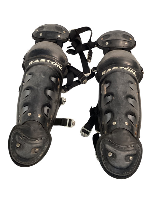 Vist Large View of Product Image Which is Used Easton CATCHERS SHINGUARDS Catchers Leg Guards Black Youth