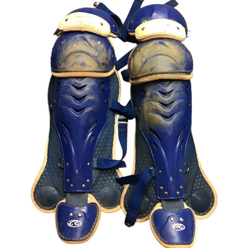 Vist Large View of Product Image Which is Used Rawlings VELO Catchers Leg Guards Royal Blue Intermed