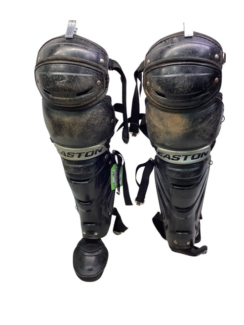 Vist Large View of Product Image Which is Used Easton ADULT SHIN GUARDS Catchers Leg Guards Black Adult