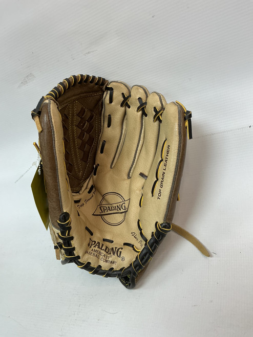 Vist Large View of Product Image Which is Used Spalding SPALDING BB/SB Glove RH Throw Brown 12 1/2"